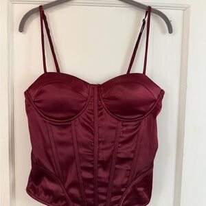 Lulu's Deep Red Satin Top